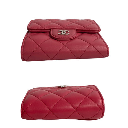 Chanel Bifold Wallet Lambskin Pink Coco Mark Matrasse Women