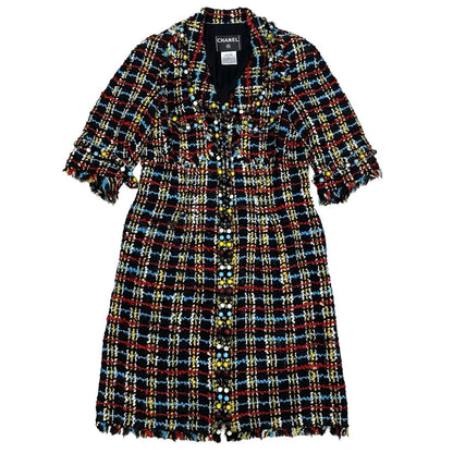 Chanel Setup Wool, Silk, Acrylic Multi Check Women 42