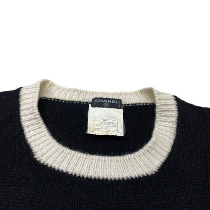 Chanel Sweater Cashmere Black Coco Mark Women 42