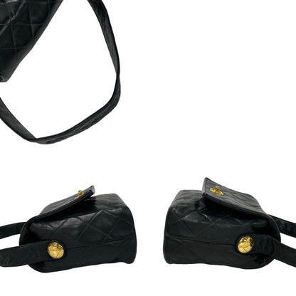 Chanel Handbag Lambskin Black Coco Mark Matrasse Women