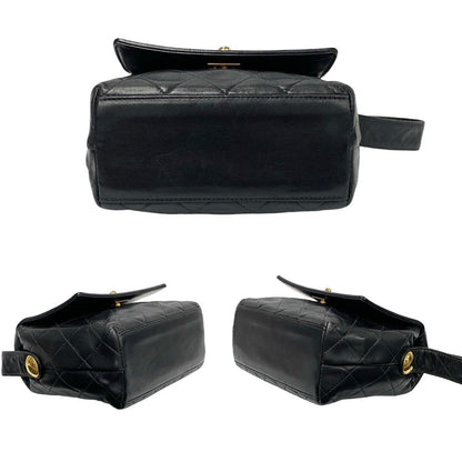 Chanel Handbag Lambskin Black Coco Mark Matrasse Women