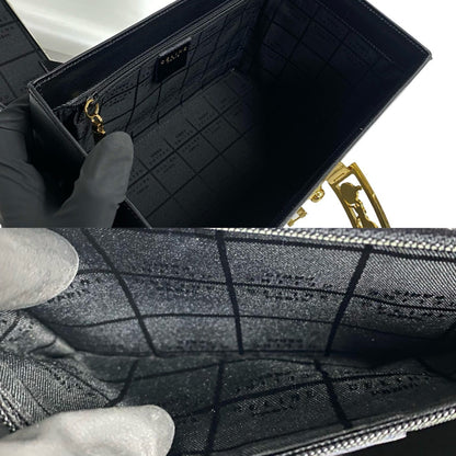 Celine Handbag Leather Black Carriage Metal Women