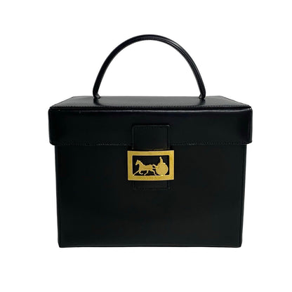 Celine Handbag Leather Black Carriage Metal Women