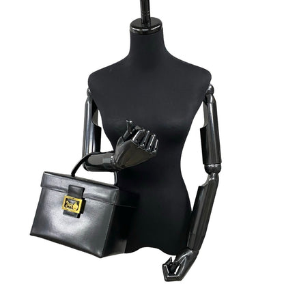 Celine Handbag Leather Black Carriage Metal Women