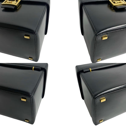 Celine Handbag Leather Black Carriage Metal Women