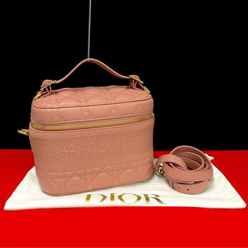 Dior Shoulder Bag Leather Pink Canage Dior Travel Small Vanity Women