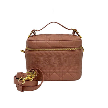 Dior Shoulder Bag Leather Pink Canage Dior Travel Small Vanity Women