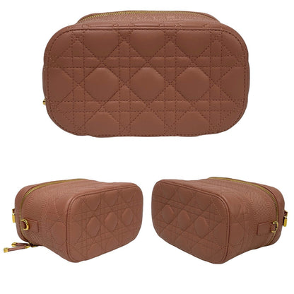 Dior Shoulder Bag Leather Pink Canage Dior Travel Small Vanity Women