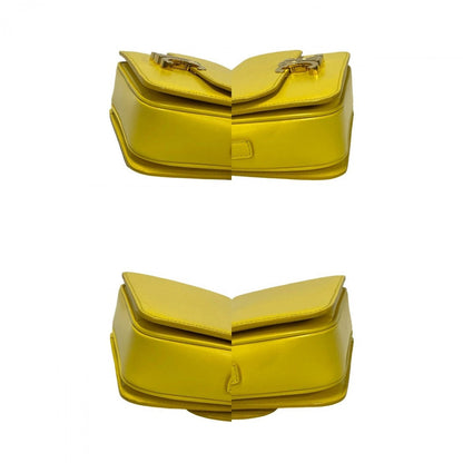 Celine Shoulder Bag Calfskin, Leather Yellow Triomphe Logo Metal Teen Triomphe Women