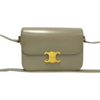 Celine Shoulder Bag Calfskin, Leather Beige Classic Triomphe Women