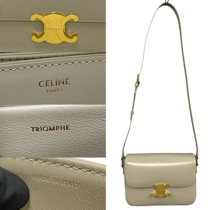 Celine Shoulder Bag Calfskin, Leather Beige Classic Triomphe Women