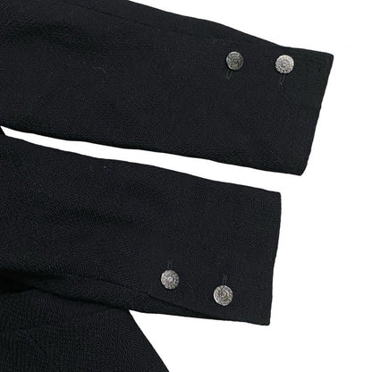 Chanel Tailored Jacket Wool, Nylon, Silk/Lycra Black Coco Mark Button Tweed Women 40