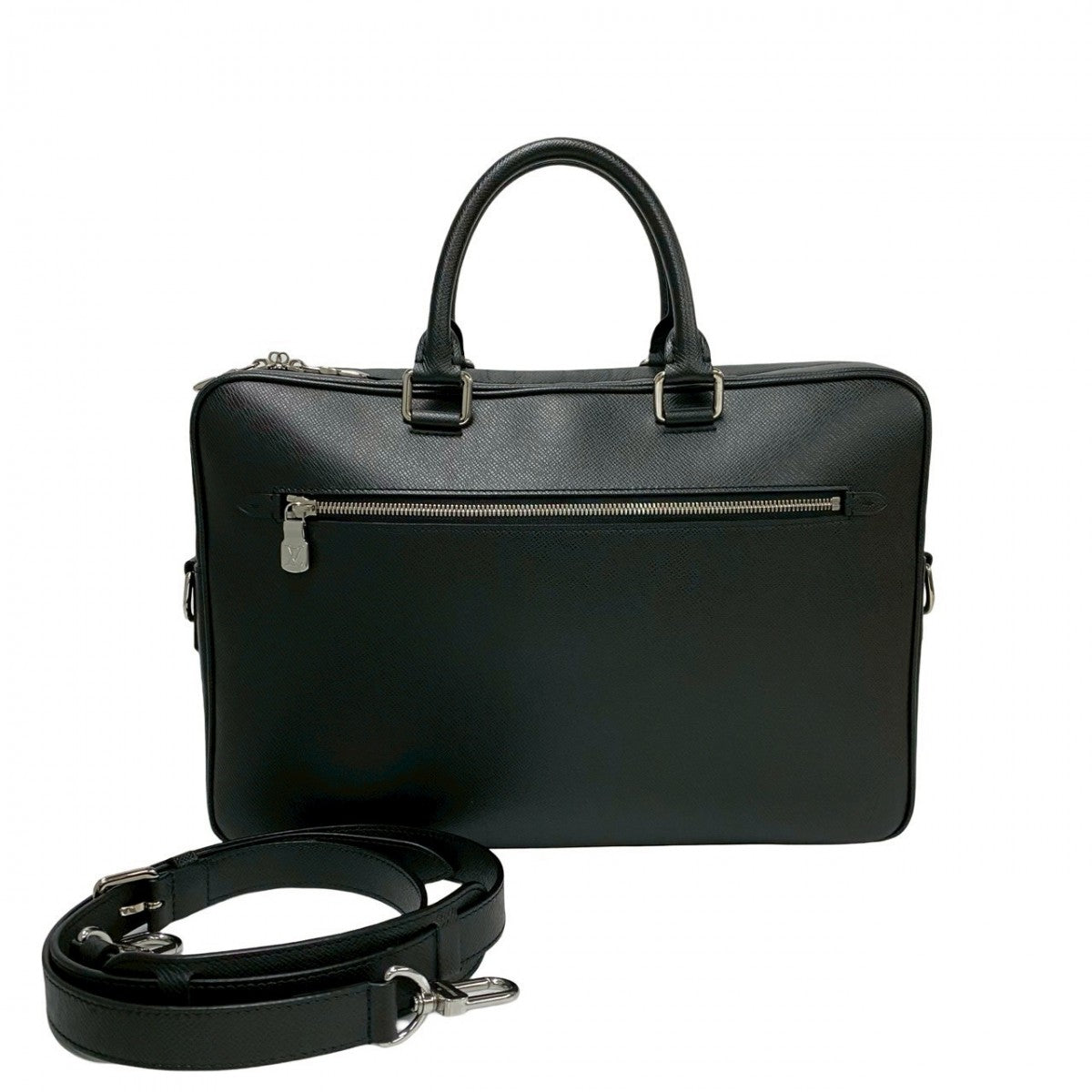Louis Vuitton Shoulder Bag M33441 Leather Black Taiga Porto Documan-Voyage Mens