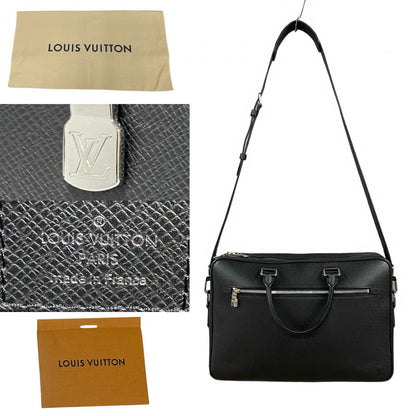 Louis Vuitton Shoulder Bag M33441 Leather Black Taiga Porto Documan-Voyage Mens