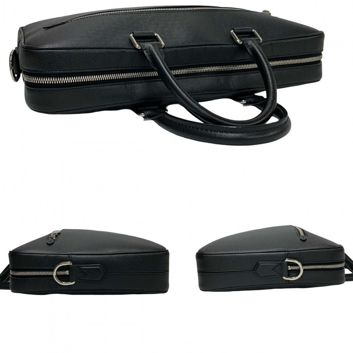 Louis Vuitton Shoulder Bag M33441 Leather Black Taiga Porto Documan-Voyage Mens