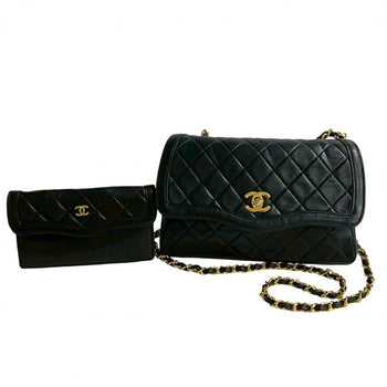 Chanel Shoulder Bag Lambskin Black Coco Mark Matrasse Women