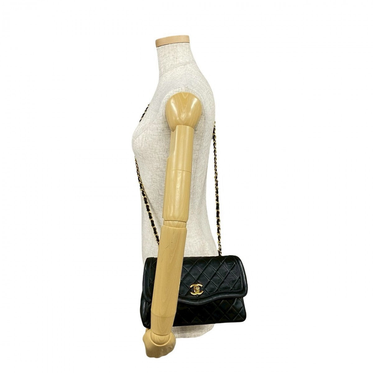 Chanel Shoulder Bag Lambskin Black Coco Mark Matrasse Women