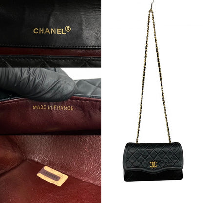 Chanel Shoulder Bag Lambskin Black Coco Mark Matrasse Women