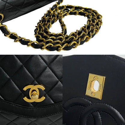Chanel Shoulder Bag Lambskin Black Coco Mark Matrasse Women