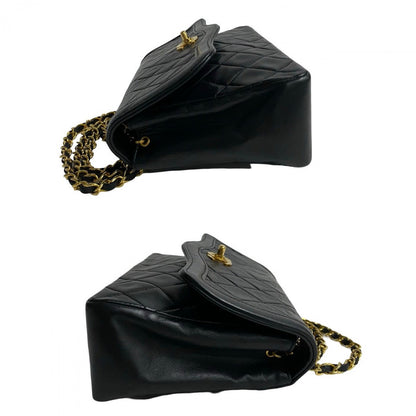 Chanel Shoulder Bag Lambskin Black Coco Mark Matrasse Women