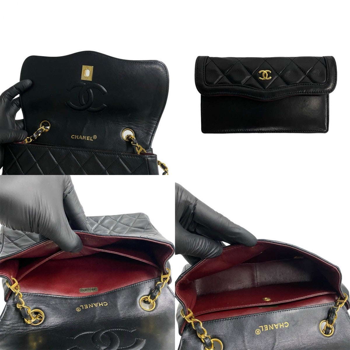 Chanel Shoulder Bag Lambskin Black Coco Mark Matrasse Women