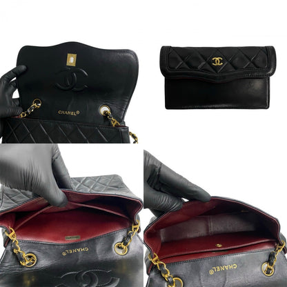 Chanel Shoulder Bag Lambskin Black Coco Mark Matrasse Women