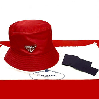Prada Hat Nylon Red Triangular Logo Re-Nylon Women S