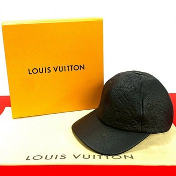 Louis Vuitton Cap Taurillon Clemence Leather, Cotton, Cupra Black Monogram Ann Platt Newsboy Cap