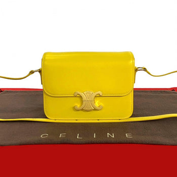 Celine Shoulder Bag Leather Yellow Teen Triomphe Women