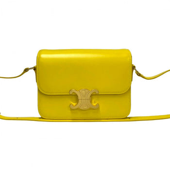 Celine Shoulder Bag Leather Yellow Teen Triomphe Women
