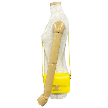Celine Shoulder Bag Leather Yellow Teen Triomphe Women
