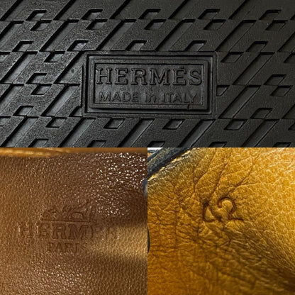 Hermes Boots Leather Black Mens 42