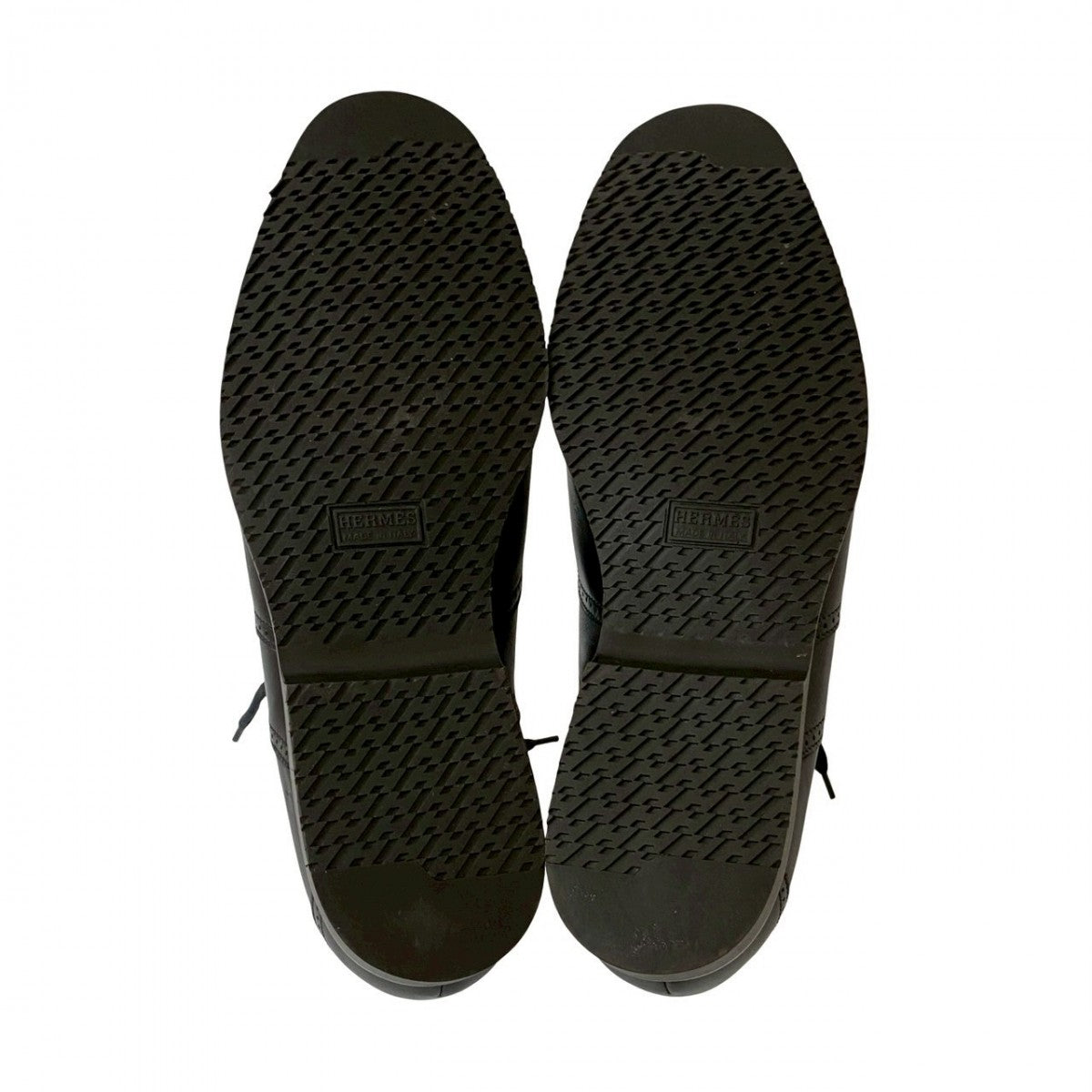 Hermes Boots Leather Black Mens 42