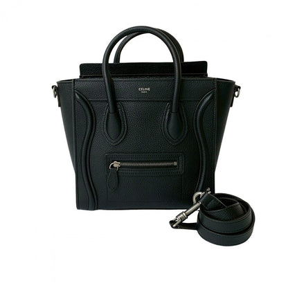 Celine Shoulder Bag Leather Black Luggage Nano Shopper Women(Unisex)
