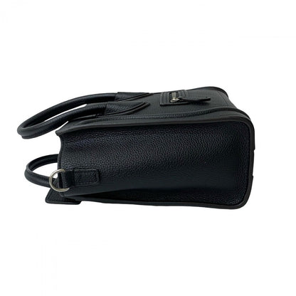 Celine Shoulder Bag Leather Black Luggage Nano Shopper Women(Unisex)