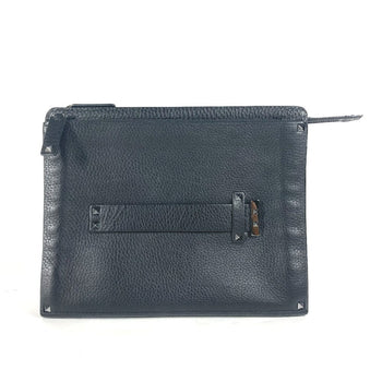 Valentino Clutch Bag Leather Black Studs Mens