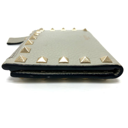 Valentino Folded Wallet Leather Gray Rock Studs