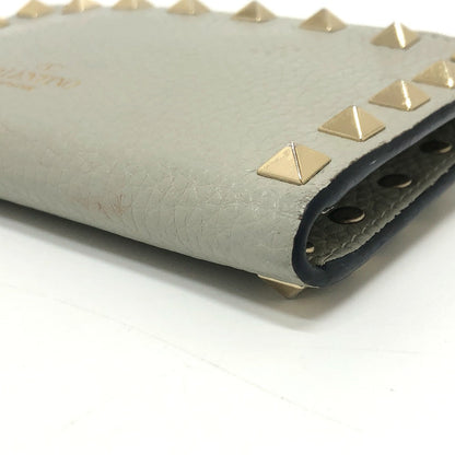 Valentino Folded Wallet Leather Gray Rock Studs