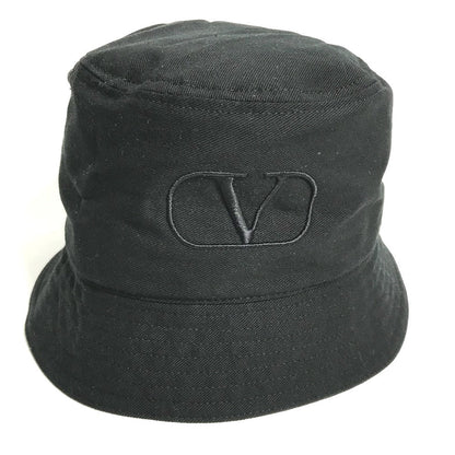 Valentino Hat Hga11Hcy Cotton Black V Logo Women 58