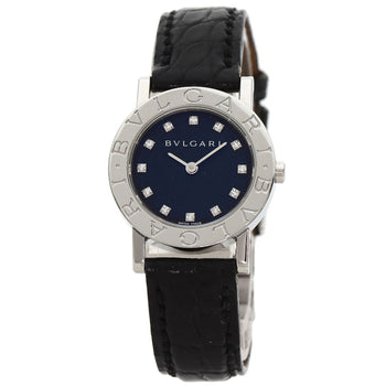 Bvlgari Watches Quartz Bb26Sl Stainless Steel, Leather Silver Bvlgari Bvlgari 12P Diamond Black