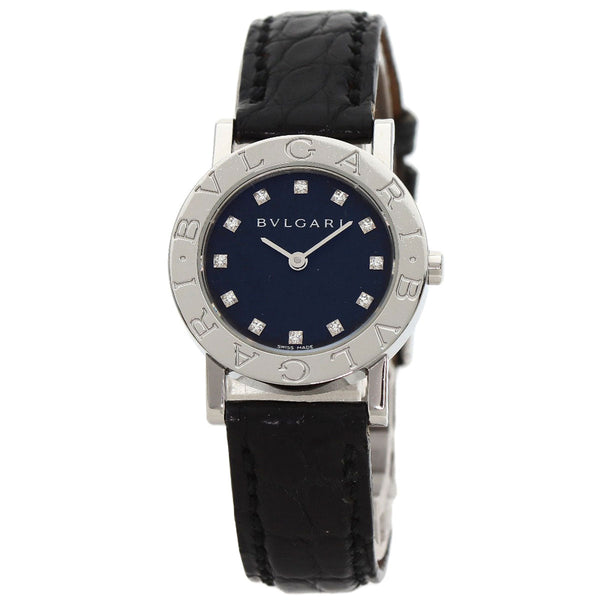 Bvlgari Watches Quartz Bb26Sl Stainless Steel, Leather Silver Bvlgari Bvlgari 12P Diamond Black