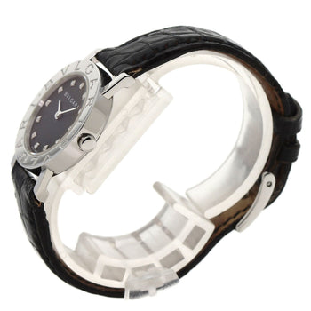 Bvlgari Watches Quartz Bb26Sl Stainless Steel, Leather Silver Bvlgari Bvlgari 12P Diamond Black