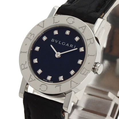 Bvlgari Watches Quartz Bb26Sl Stainless Steel, Leather Silver Bvlgari Bvlgari 12P Diamond Black