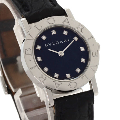 Bvlgari Watches Quartz Bb26Sl Stainless Steel, Leather Silver Bvlgari Bvlgari 12P Diamond Black