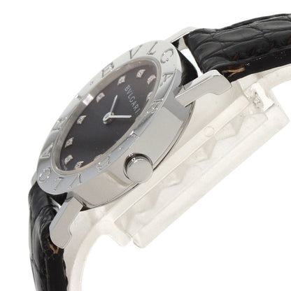 Bvlgari Watches Quartz Bb26Sl Stainless Steel, Leather Silver Bvlgari Bvlgari 12P Diamond Black