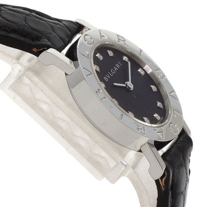 Bvlgari Watches Quartz Bb26Sl Stainless Steel, Leather Silver Bvlgari Bvlgari 12P Diamond Black