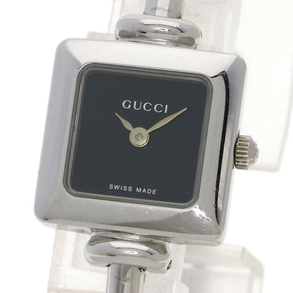Gucci Watches Quartz 1900L Stainless Steel , Stainless Steel Silver Square Face Black Dial Women