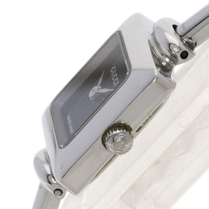 Gucci Watches Quartz 1900L Stainless Steel , Stainless Steel Silver Square Face Black Dial Women