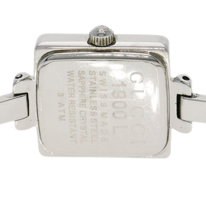 Gucci Watches Quartz 1900L Stainless Steel , Stainless Steel Silver Square Face Black Dial Women