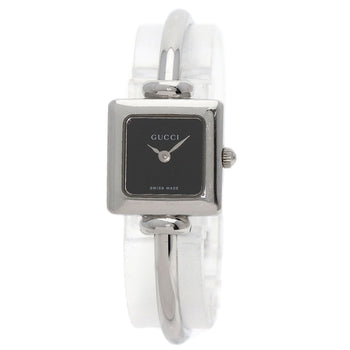Gucci Watches Quartz 1900L Stainless Steel , Stainless Steel Silver Square Face Black Dial Women